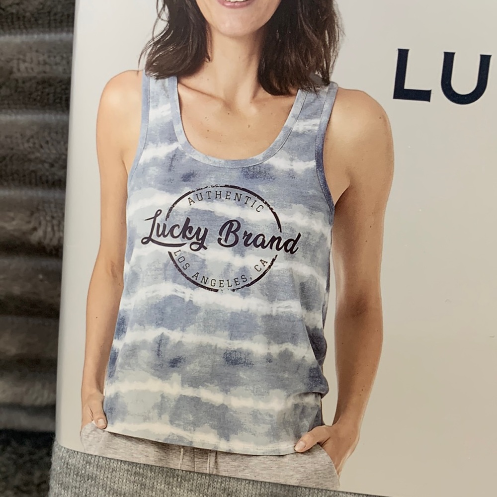 Lucky Brand 3-pc Short Sleep Set (Tank & S/Slv Top) Gray Women's Sz M-L XL NWT - Picture 5 of 12